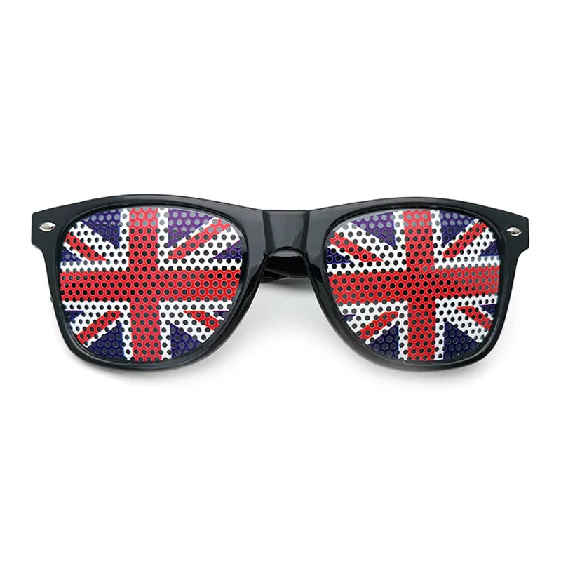 New Unisex Black Frame 42 Countries Flag Sun Glasses Decorative Spectacles Eyeglasses Frames for Party Women Men Sunglasses