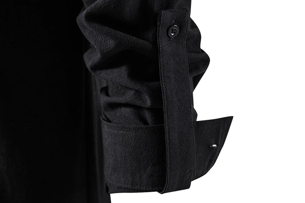 New Men's Casual Blouse Cotton Linen Shirt Tops Long Sleeve Tee Shirt Spring Autumn Slanted Placket Vintage Yoga Shirts