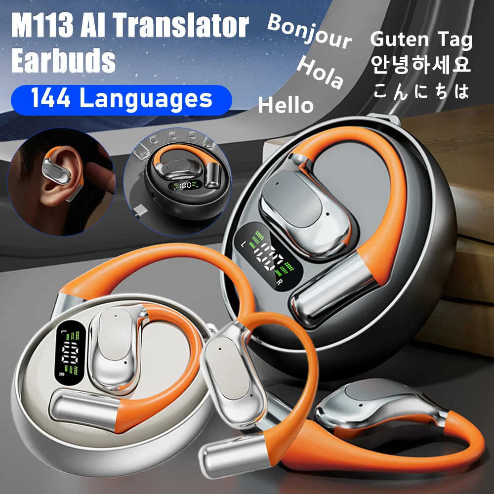 Wireless Bluetooth Translator Headset 144 Languages AI Translator Headphones Real Time Language Translators BT5.4 AI Headphone