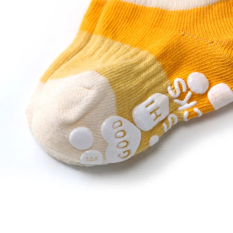 Kids Non-Slip Cotton Socks – 5 Pairs Breathable Cute Casual Socks for Girls & Boys