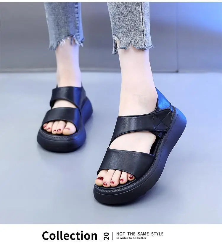 New 2025 Women's Beach Sandals Thick Bottom Roman Shoes comfortable soft sole versatile casual small fresh sandals fashion