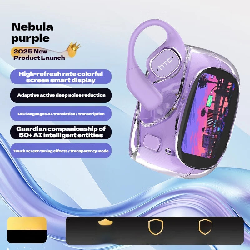 HTC AI Translation Earphones Microsoft Model High Definition Screen 48H long Battery Endurance Wireless Bluetooth Office Gift