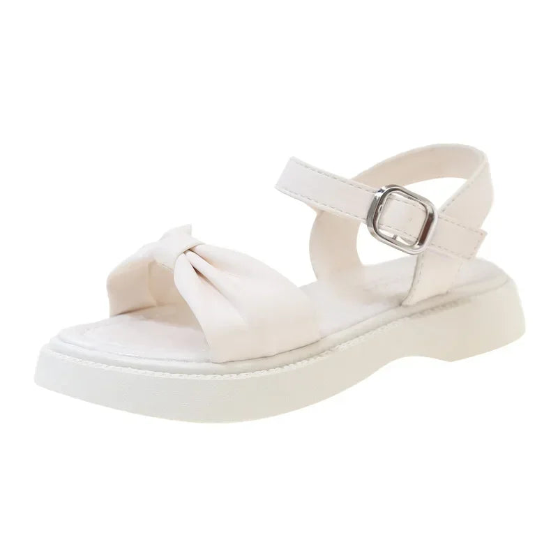 Girls Summer Beach Sandals 2025 New Solid Color Kids Causal Sandals Fashion Sweet Bow School Versatile Children Princess Shoes