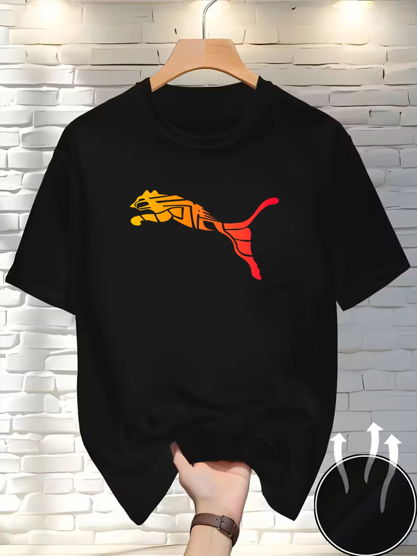 New Summer Luxury Men's Fashion Fox Leopard Print T-shirt Crewneck Casual Trend Y2K High-end High Quality Fitness Sports T-shirt