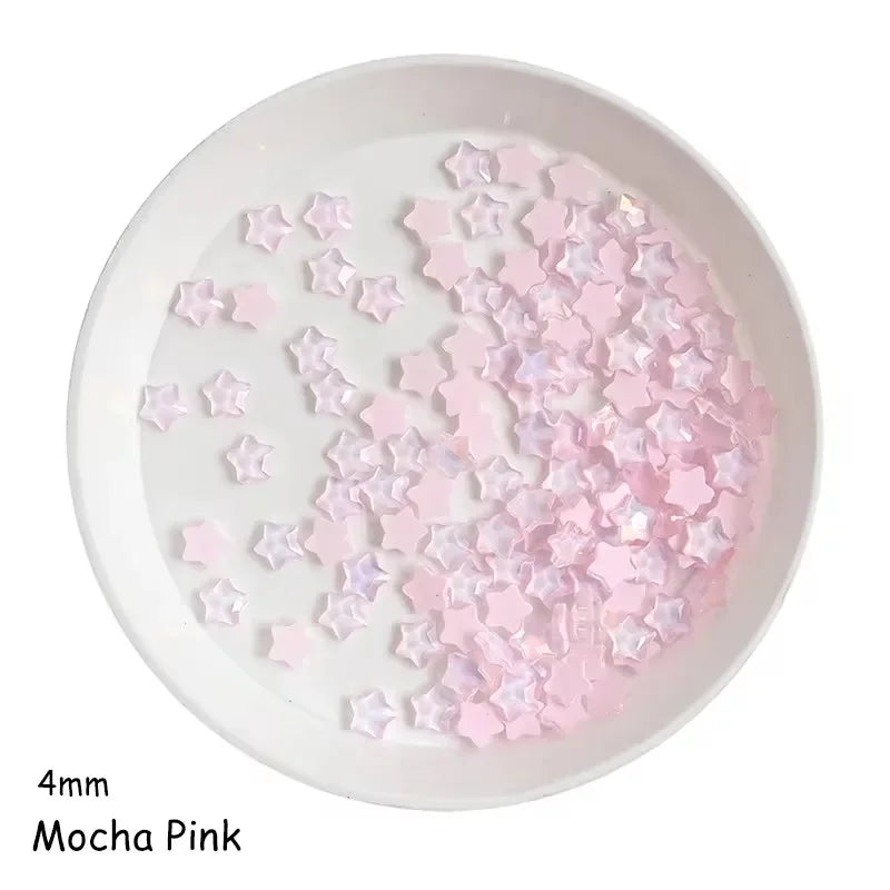 100Piece Cute Mini Mocha Color Stars 4MM Flat Glass Crystal Nail Art Rhinestones DIY Nail Decoration Stone
