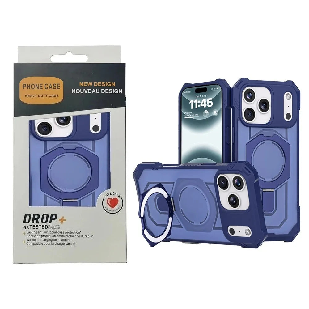 Armor Design 360Â° Rotatable Strong Magnetic Bracket Case For IPhone 17 Pro Max 16 TPU+PC Shockproof Buffer Rugged Protect Cover