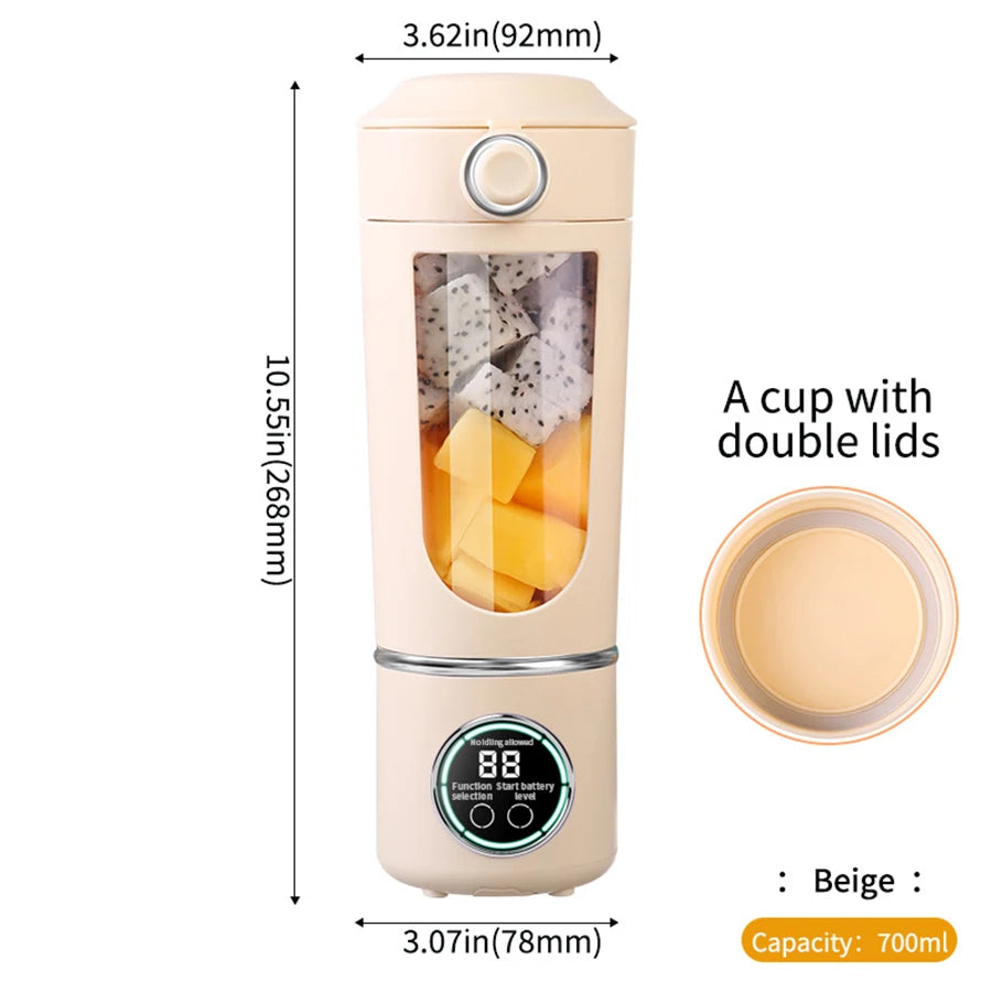 Portable blender, personal blender for milkshakes and smoothies, rechargeable and self-cleaning