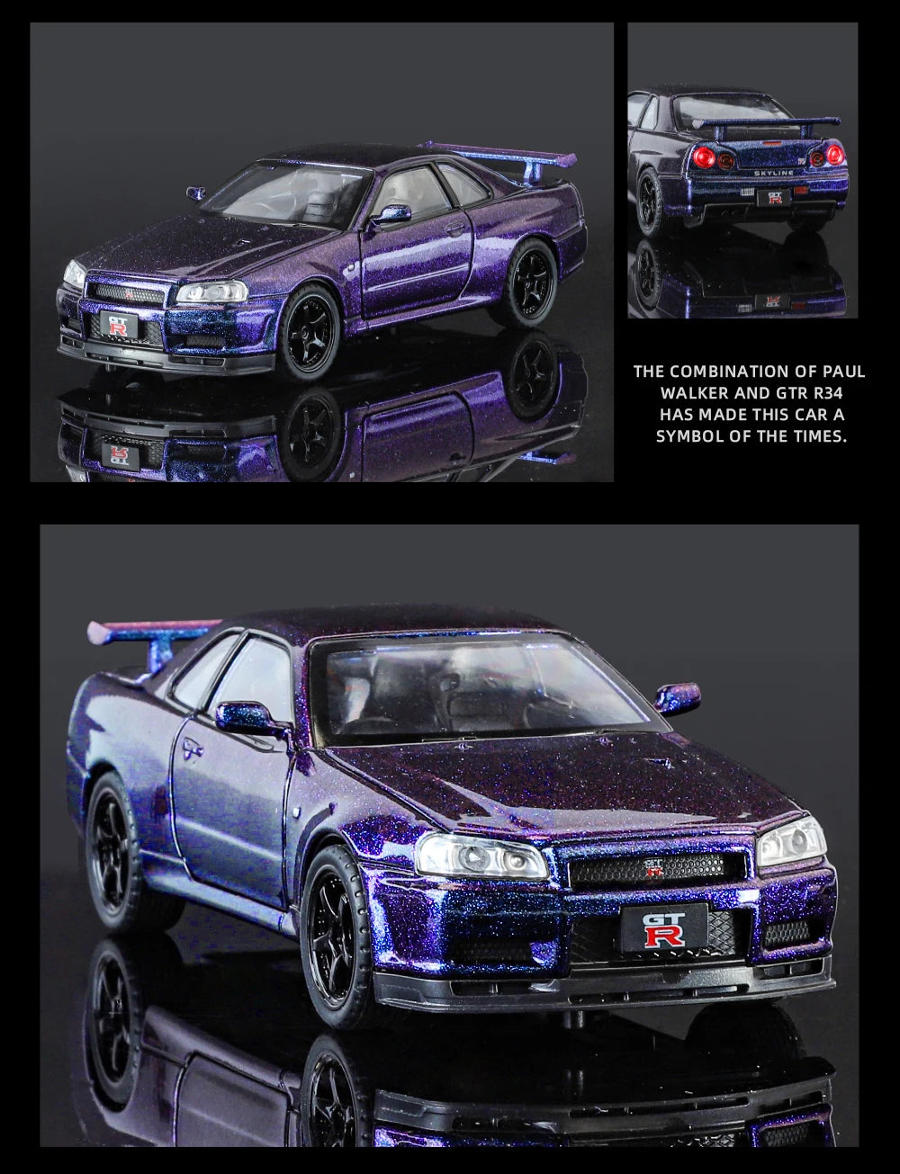 1:32 Nissan GTR R34 Skyline Street Car Version Supercar Diecast Model Car Alloy Metal Car Accessories Ornament Automobile Gifts