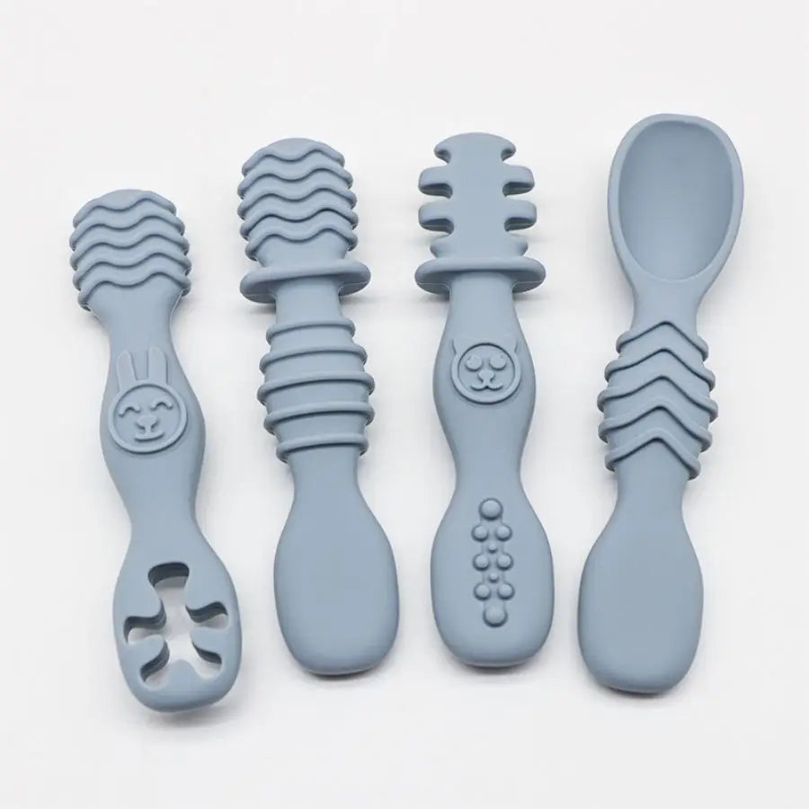 Baby Silicone Training Spoons Set of 4 – Easy-Grip Soft Feeding Spoons for 6+ Months