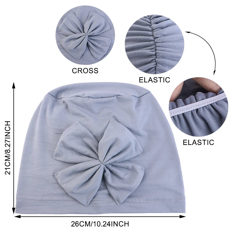 Women Stretchy Turban Hat bow headband hat Soft headscarf fashionable Muslim hat high-quality new Head Scarf