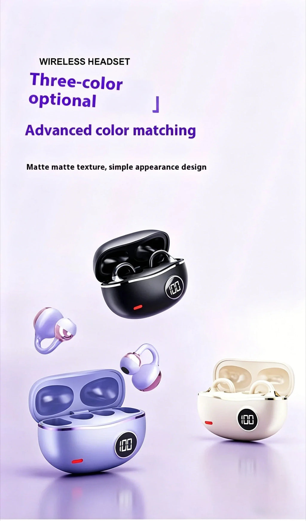 Bluetooth 5.4 Wireless Earphones with Digital Display Dolby-Quality Hi-Fi Audio Dynamic Sound Range and Integrated Call Mic
