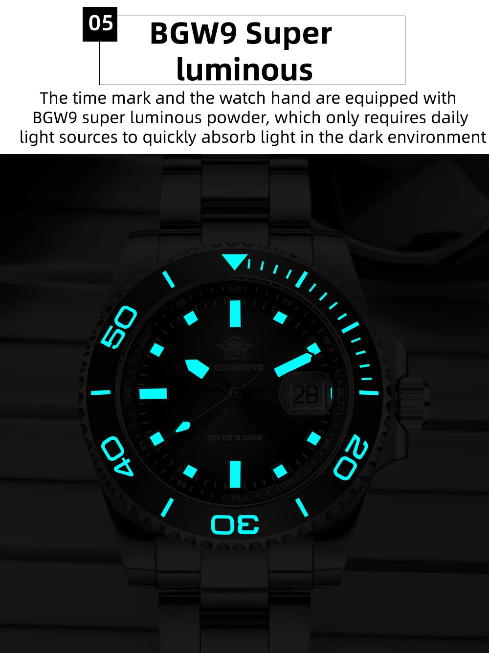 ADDIESDIVE NEW Diver Watch For Men Top Brand Waterproof Luminous Quartz Wristwatch Green/Red/Orange Dial Stainless Steel Watches