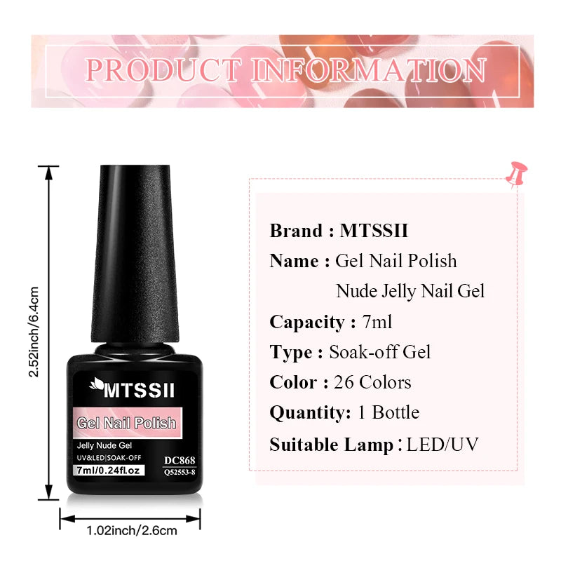 6pcs Nude Jelly Gel Nail Polish Set Summer Nails Sheer Translucent Nail Gel for Manicure Nail Supplies Soak Off UV Led Varnish