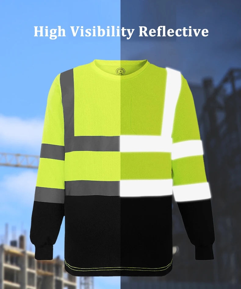 Long Sleeve Breathable T Shirt for Work Warehouse Construction Workwear Shirts Man Workshop Clothes