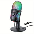 USB Microphone for Live Streaming And Karaoke V5 Noise Cancelling Gaming Condenser Microphone with Mobile Phone Stand