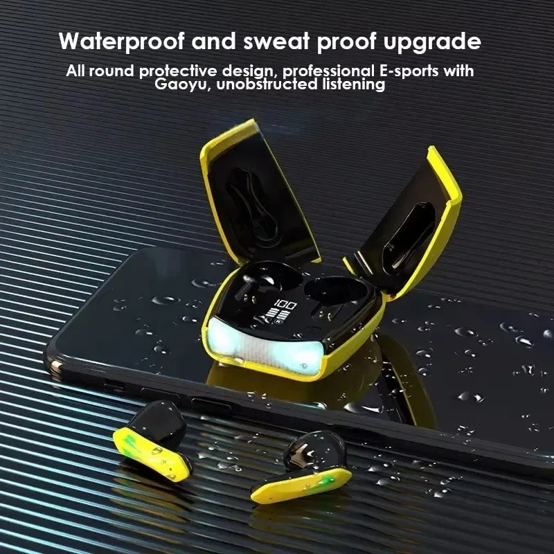 HOMEFISH  Wireless Earbuds BT 5.2 Low Latency, Waterproof with Cool LED Lights, 5H Playtime for E-Sports & Music
