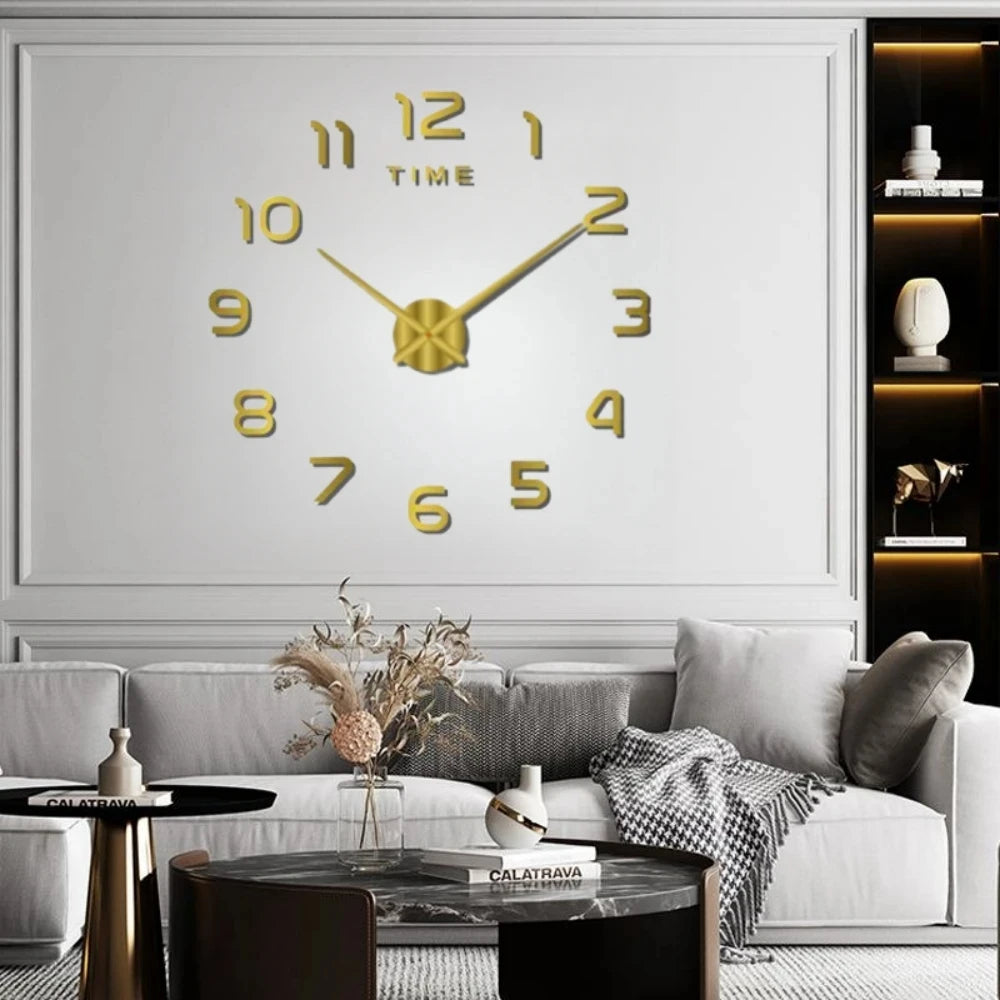 New Modern Design Large Wall Clock 3D DIY Quartz Clocks Fashion Watches Acrylic Mirror Stickers Living Room Home Decor Horloge