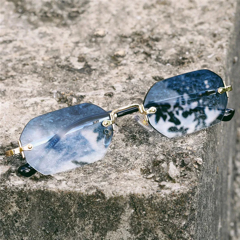 SHAUNA Gothic Rimless Sunglasses Retro Punk Gradient Shades UV400