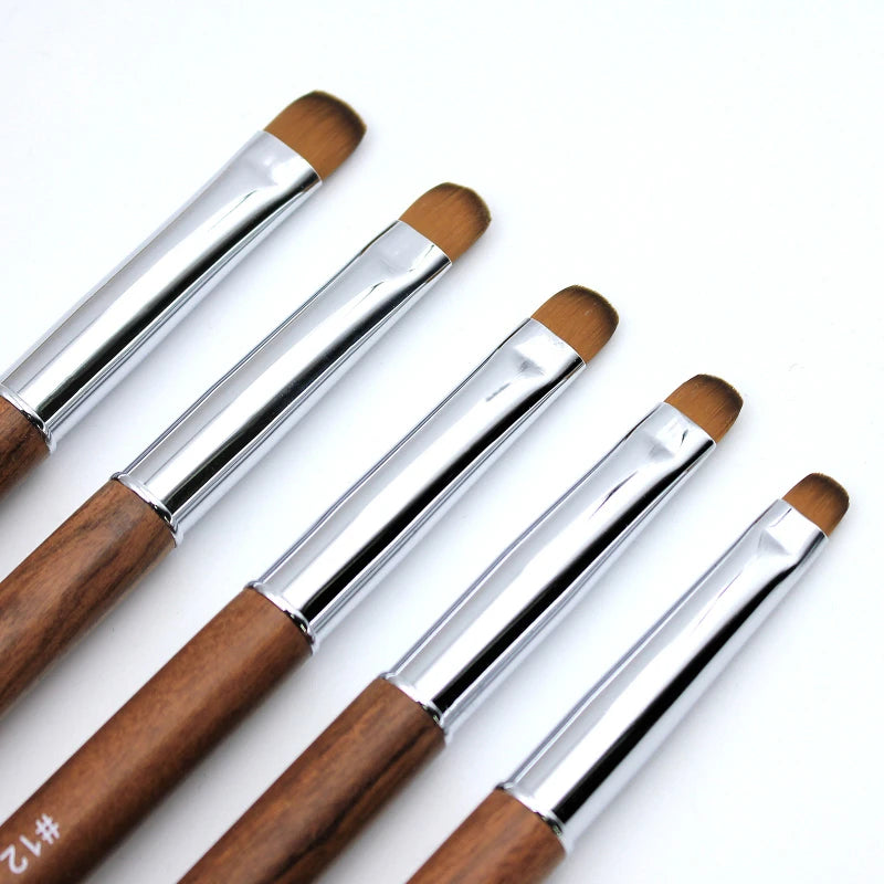 5pcs French Nail Brush Sandalwood Handle Acrylic Drawing Rhinestone Gel Painting Manicure Tool 8-16