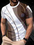 Men's Fashion 3D Printed Men's T-Shirt Crew Neck Short Sleeve, Summer Crew Neck T-Shirt Casual Wear, Polyester Fiber Regular,