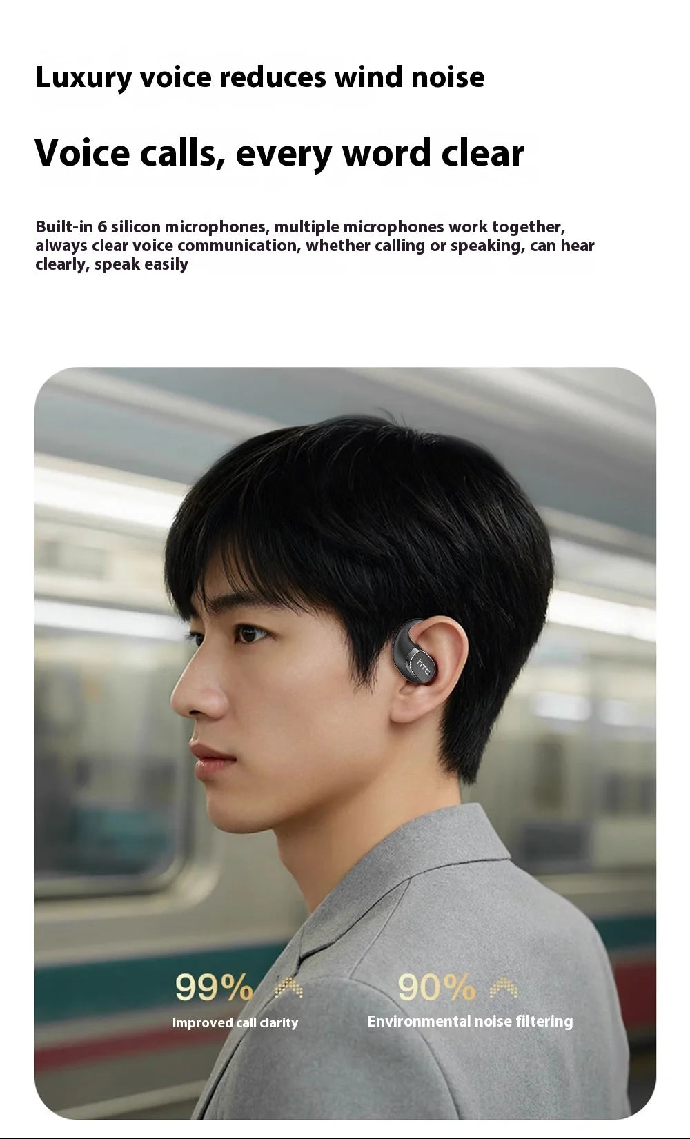 HTC AI Translation Earphones Microsoft Model High Definition Screen 48H long Battery Endurance Wireless Bluetooth Office Gift