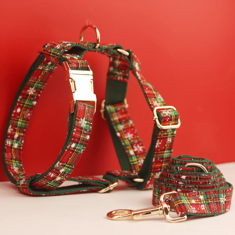 Pet dog collar Handmade knitted necklace Pet dog supplies Woven accessories Autumn Winter Christmas set