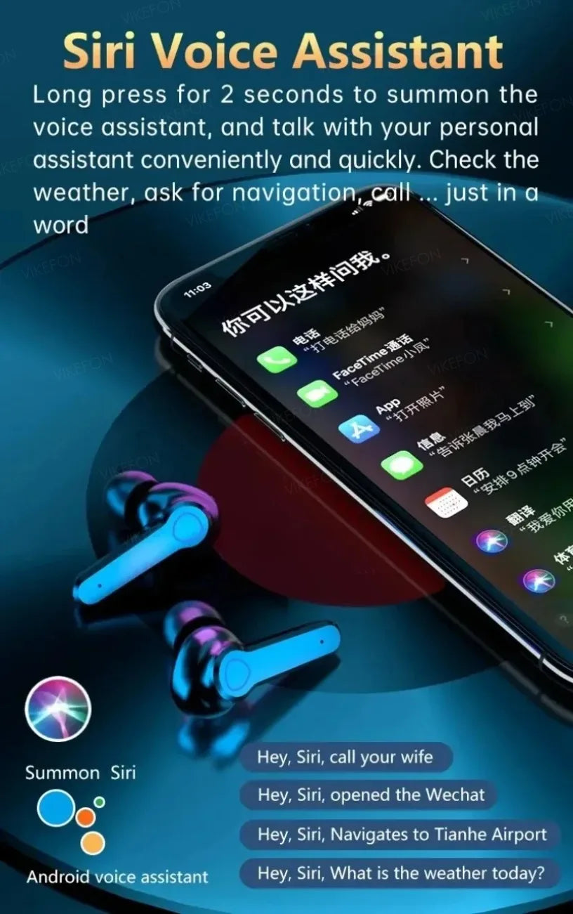 M19 Bluetooth Wireless Headset 5.3 Bluetooth Earphones IPX5 Waterproof Headsets with Mic HiFi Stereo Music Earbuds for All Phone
