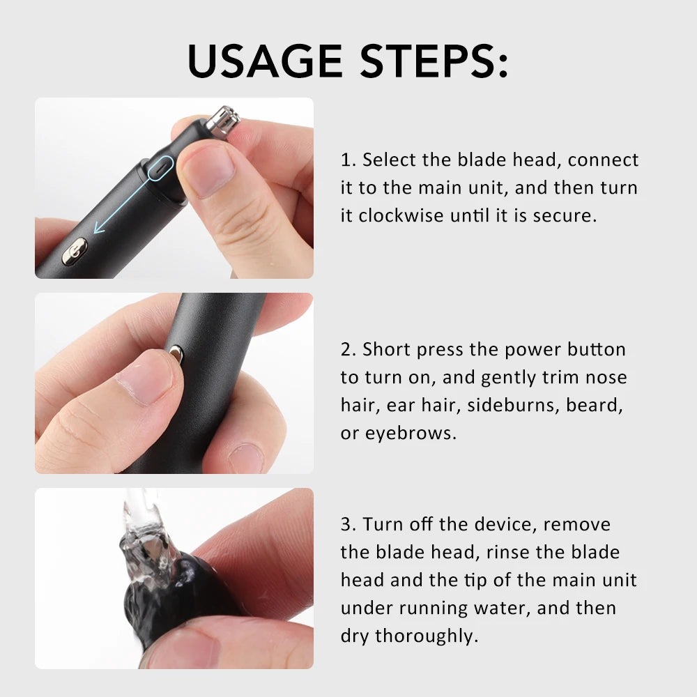 Rechargeable Nose Hair trimmer and Facial Hair remover for Men Nose Hair Shaver for nasal clearance - portable grooming tool for