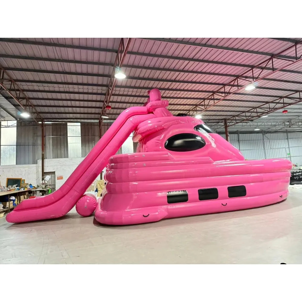 Large Custom Inflatable Yacht Pink Boat New High Quality PVC Outdoor Watercraft for Summer Party Leisure