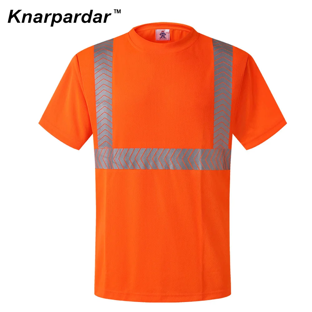 S-4XL Summer Reflective T-shirt Safety Work Short Sleeves Shirts High  Visibility Shirts Ideal for Construction Mining Airport