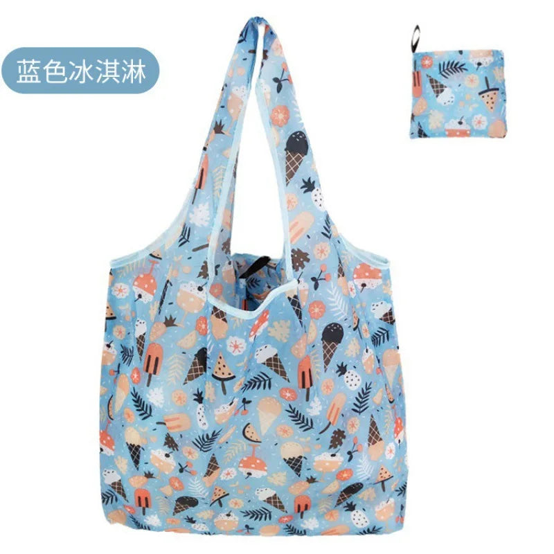 Large Reusable Shopping Bag for Women Shopper Tote Folding Bag Eco-Friendly Reusable Foldable Grocery Case Handbags Storage Bags