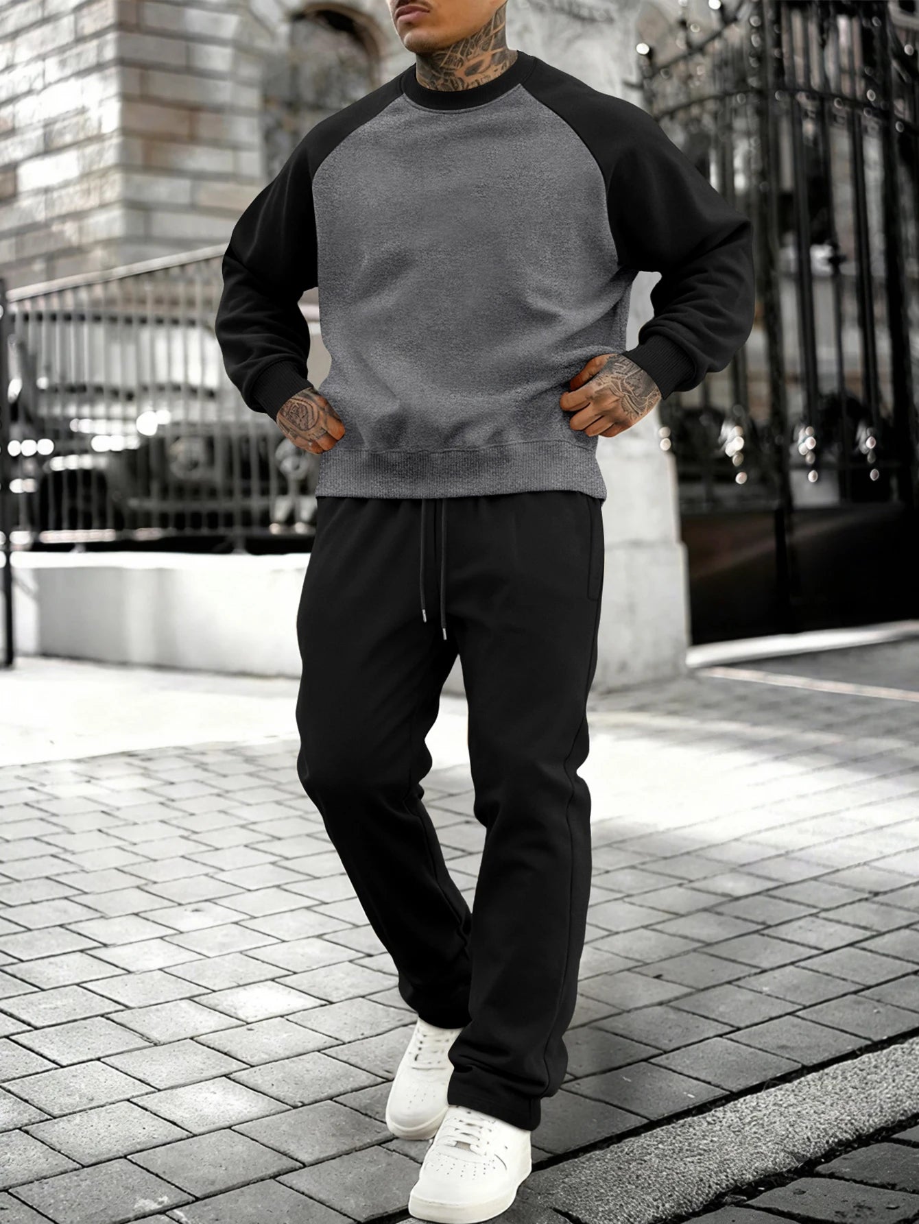 New Autumn Winter Solid Color Sportswear Casual Suit, Minimalist And Relaxed Style, Warm And Comfortable Men's Suit.