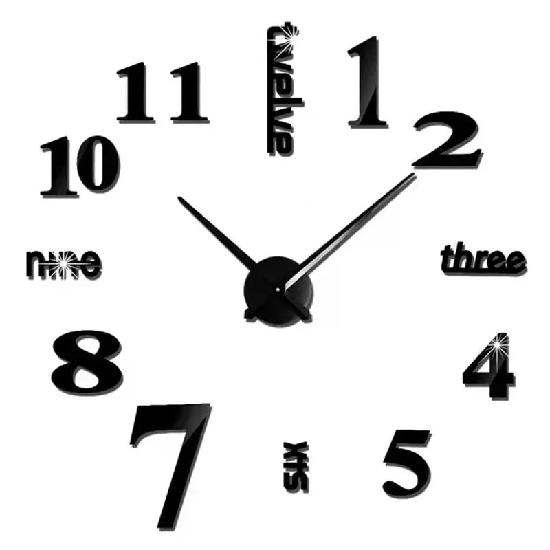 New Modern Design Large Wall Clock 3D DIY Quartz Clocks Fashion Watches Acrylic Mirror Stickers Living Room Home Decor Horloge
