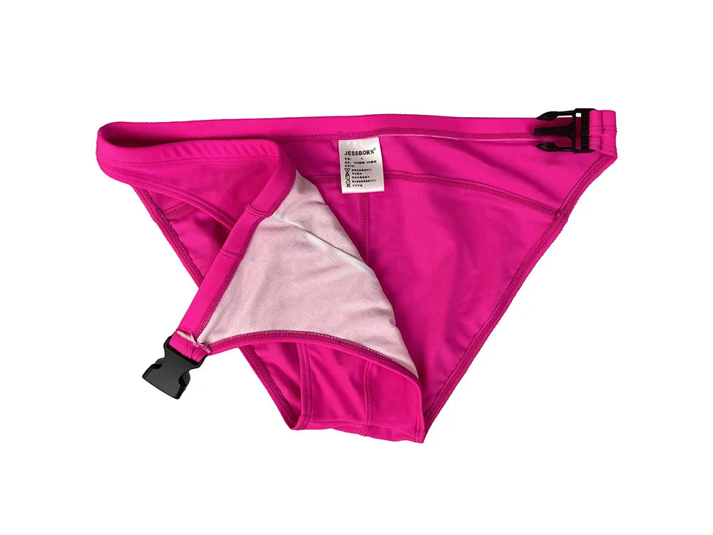 Hot Open Buckle Swimwear Man Swim Swear Sexy Men Swimsuit Swimming Briefs Bikini Jessborn Men's Bathing Suit Beach Sport Trunk