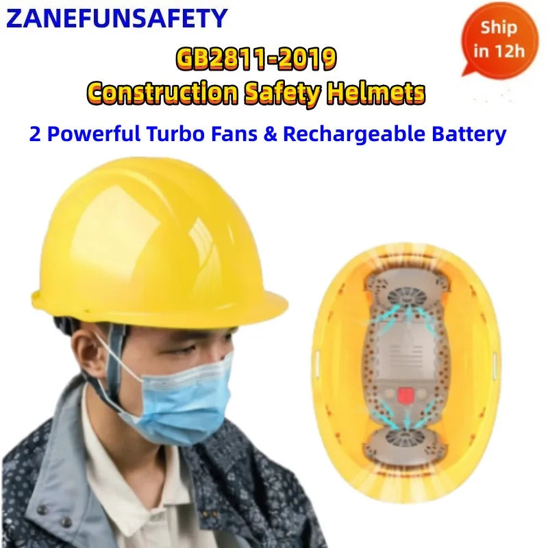 Solar Fan Helmet With Powerful Fan Big Straw Hat Cloth Hat Solar Panel 6000mAh Rechargeable Lithium Battery LED Headlight Helmet