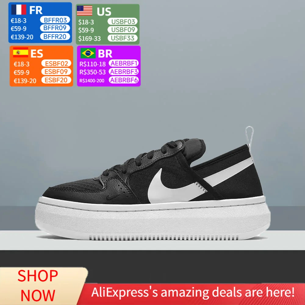 Nike Court Vision Alta TXT Classic Low-Top Skate Shoes, Lightweight Comfortable Unisex Casual Shoes for Daily Support CW6536-001