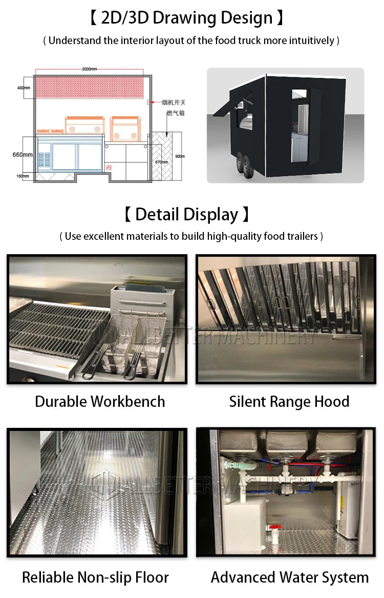 Allbetter 2026 New Luxury Multifunction Sales Vending Truck Mobile Food Truck Street Fast Food Food Trailer European Standard