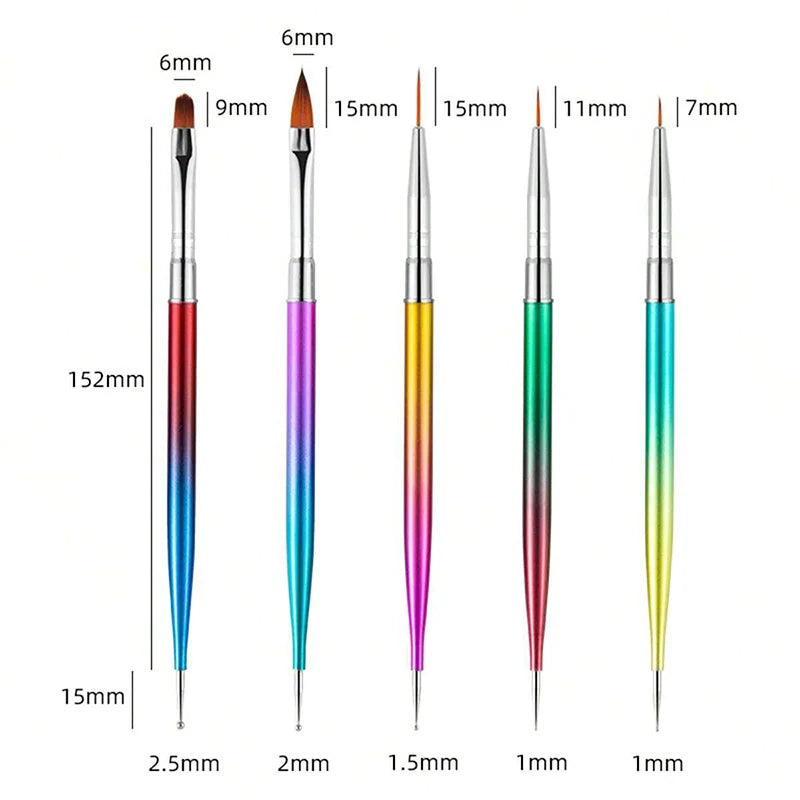 5Pc Nails Art Dotting Pen Acrylic Drawing Liner Supplies Brush Rhinestone Gems Picker UV Gel Painting Manicure Accessoires Tools