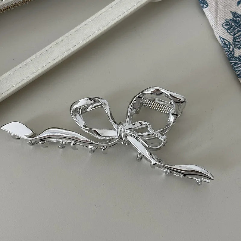 New Women Elegant Geometric Bow Hair Claws Vintage Simple Hair Clip Grab Large Metal Hairpins Barrettes Fashion Hair Accessories
