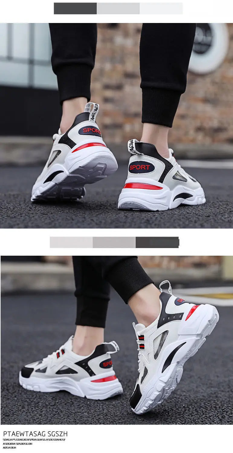Men's Casual Sports Shoes 2023 New Men Platform Breathable Running Shoes Trendy Leather Stitching Mesh Men Nude Shoes ÐºÑ€Ð¾ÑÑÐ¾Ð²ÐºÐ¸