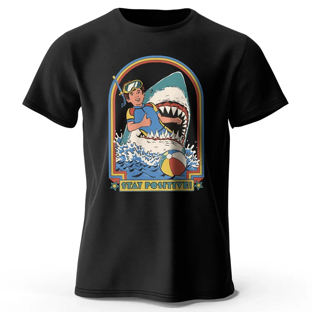 Stay Positive Printed 100% Cotton Classic Vintage Funny T-Shirt For Men Women Sportswear Tops Tees