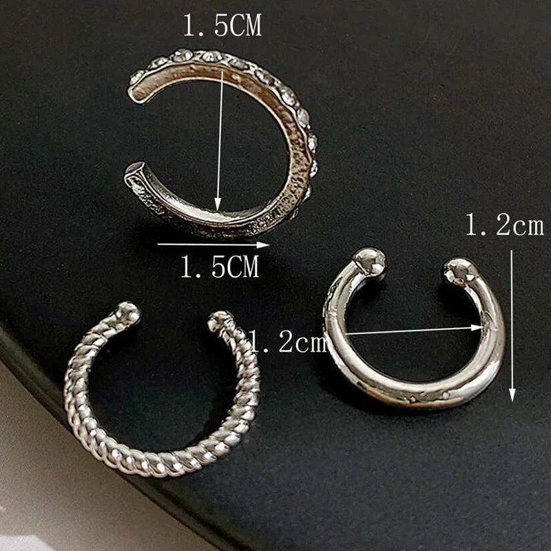 3 PCS Small Pearl Clip-On Earrings Shiny CZ Stone Classic Silver Gold-color Simple Style Daily Wear Party Jewelry For Woman