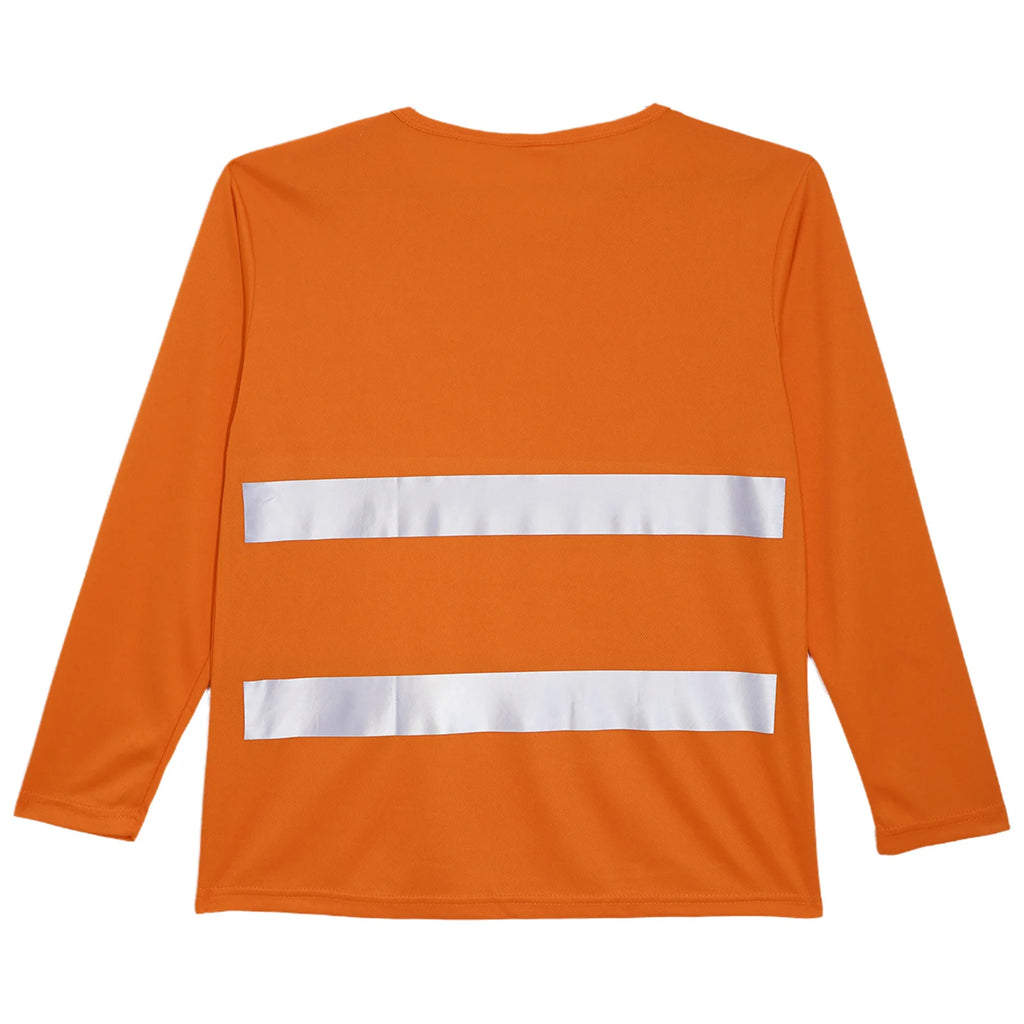 Mens T-shirt Moisture-Wicking Long Sleeves Reflective Safety Top for Volunteer Activities Social Service Cycling Workout Running