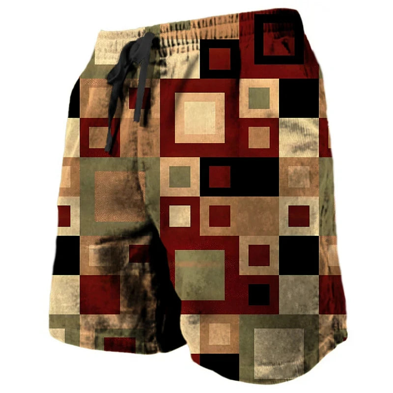 Men's Vintage Beach Shorts Classic Compass 3D Printed Street Hip Hop Men Women Short Pants Breathable Daily Holiday Ice Shorts