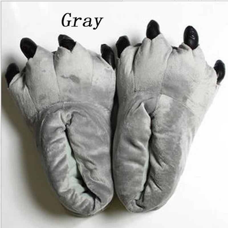 2025 Winter Warm Soft Indoor Floor Slippers Women Men Shoes Paw Funny Animal Christmas Monster Dinosaur Claw Plush Home