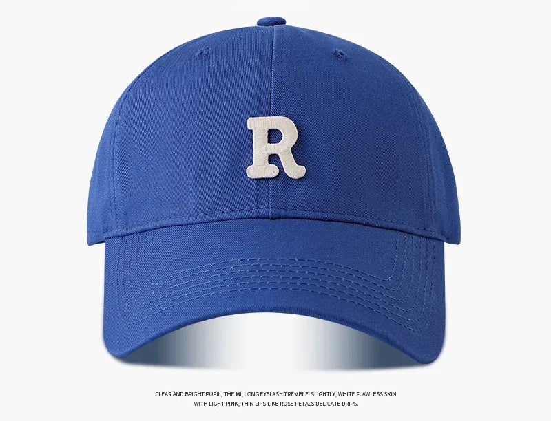 2025 Large Head Circumference Baseball Cap Men's /Women's Dome Hat Soft Top Cap 60/65cm Sun Protection  Letter R Hat Adult Caps