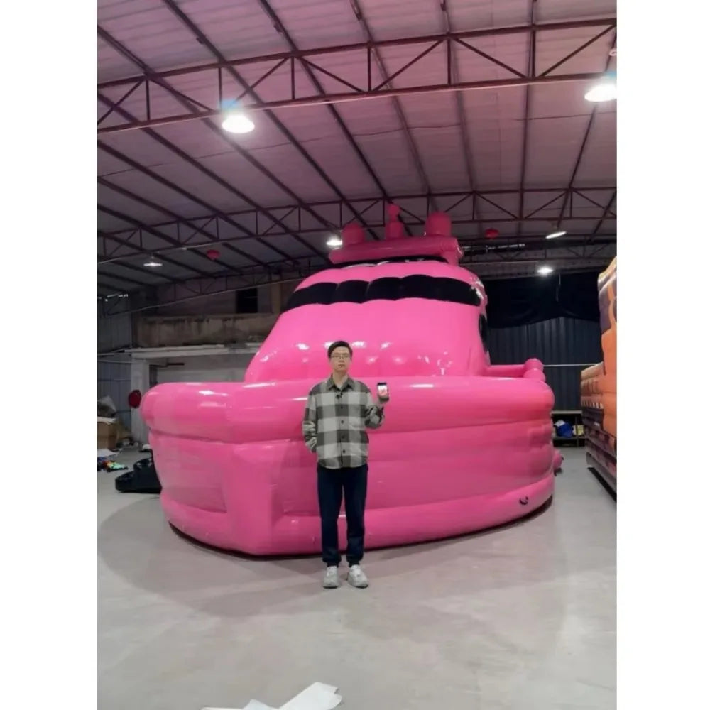 Large Custom Inflatable Yacht Pink Boat New High Quality PVC Outdoor Watercraft for Summer Party Leisure