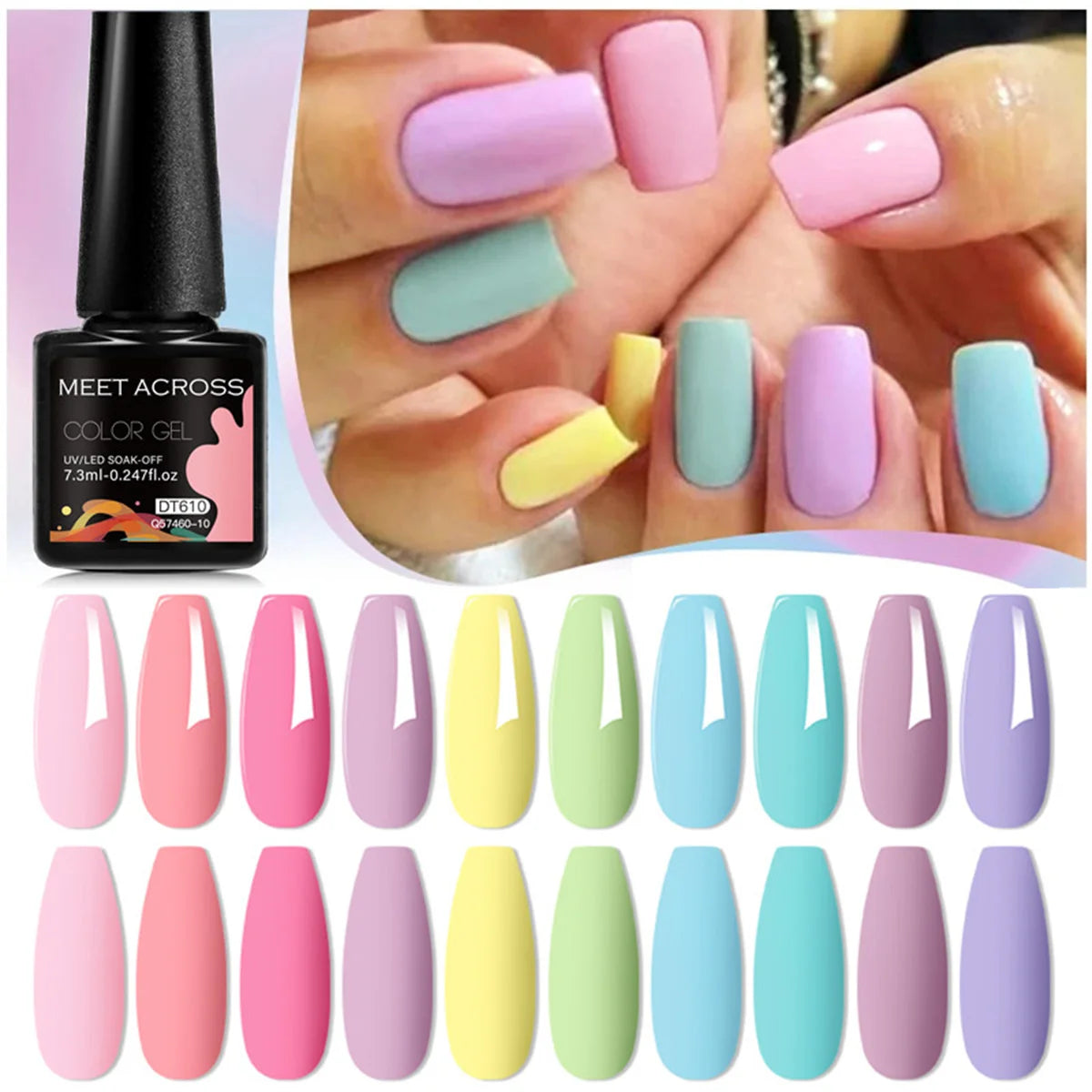 6pcs Gel Nail Polish Set HEMA TPO FREE Semi Permanent Soak Off UV Gel Varnish Nail Art Decoration Summer Nails DIY Nail Supplies