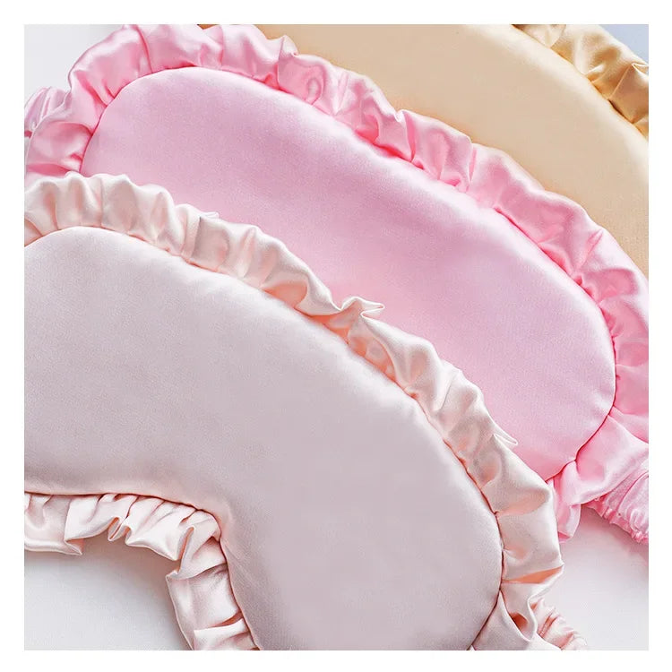 Silk Ruffle Sleep Eye Mask Soft Sleeping Eye Covers Multicolor Night Dream Blackout Eye Patches for Woman Man to Sleep Better