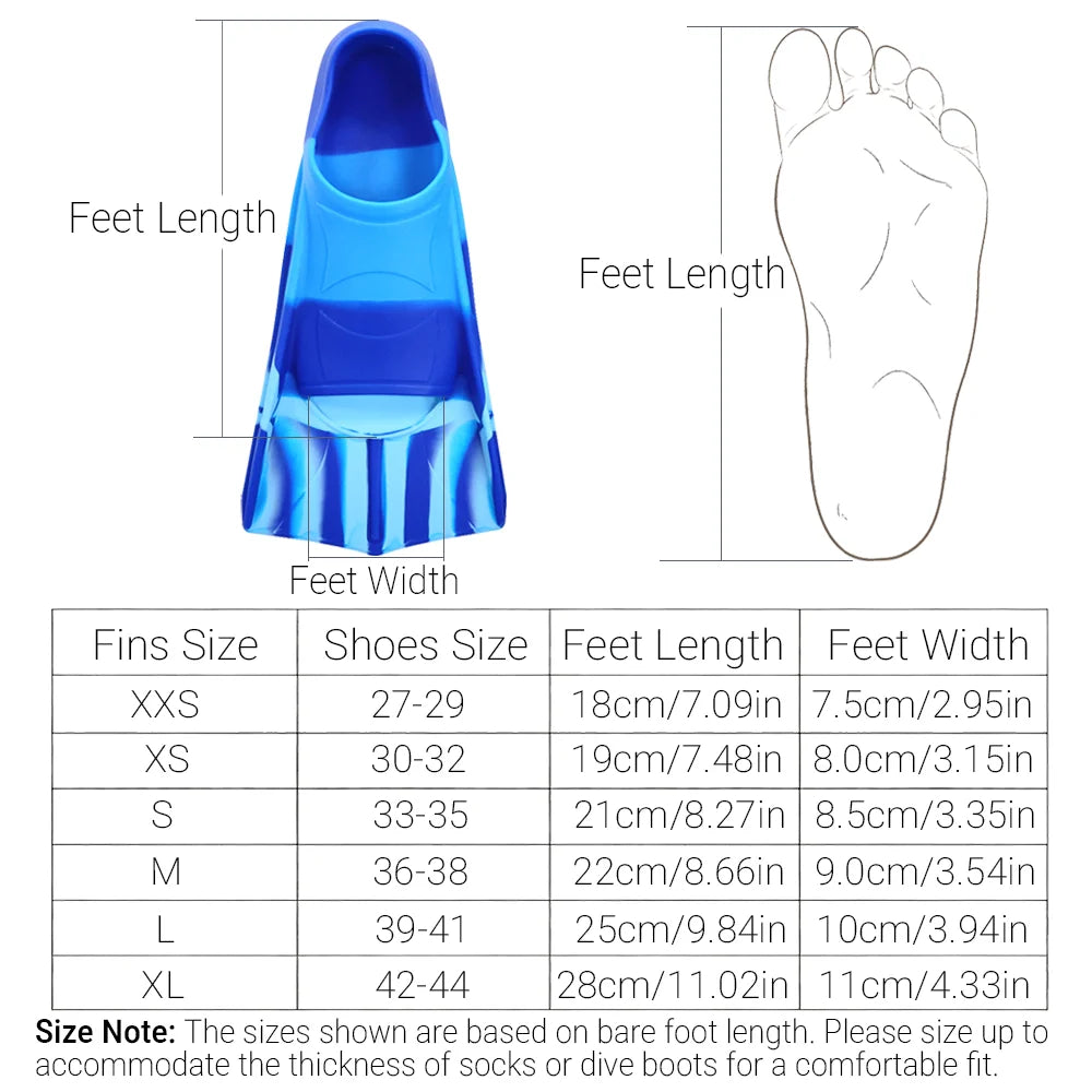 Silicone Fins Swim Training Snorkel Short Diving Flippers Frog Shoes Men Women Professional Breaststroke Freesnorkel Swimming
